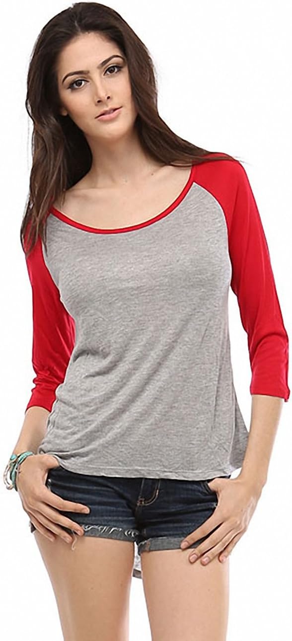 Sassy Apparel Womens 3/4 Raglan Sleeve Cute Hi-low Tunic Style Sweatshirt Top