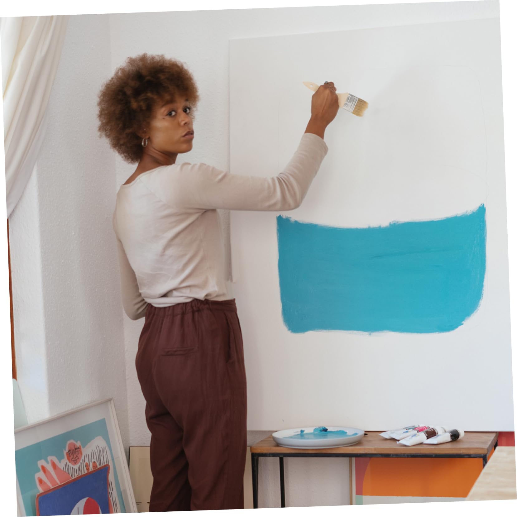 UKCOCO 35piezas Pinceles De Pintura para Acuarela y Acrílico Cepillos De Cerda Natural para Detalles y Acabados Óleo Incluye