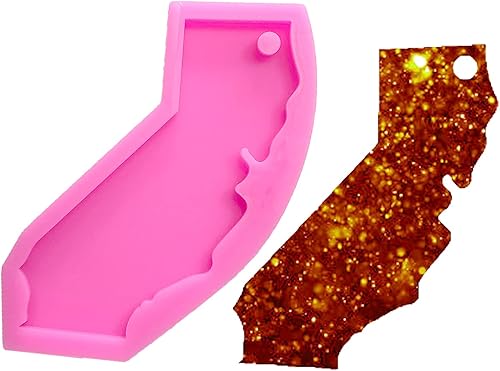 Miniatura 1 de Moldes de silicona con forma de mapa estatal de California de Estados Unidos y brillantes para manualidades, llavero de bricolaje, molde de arcilla