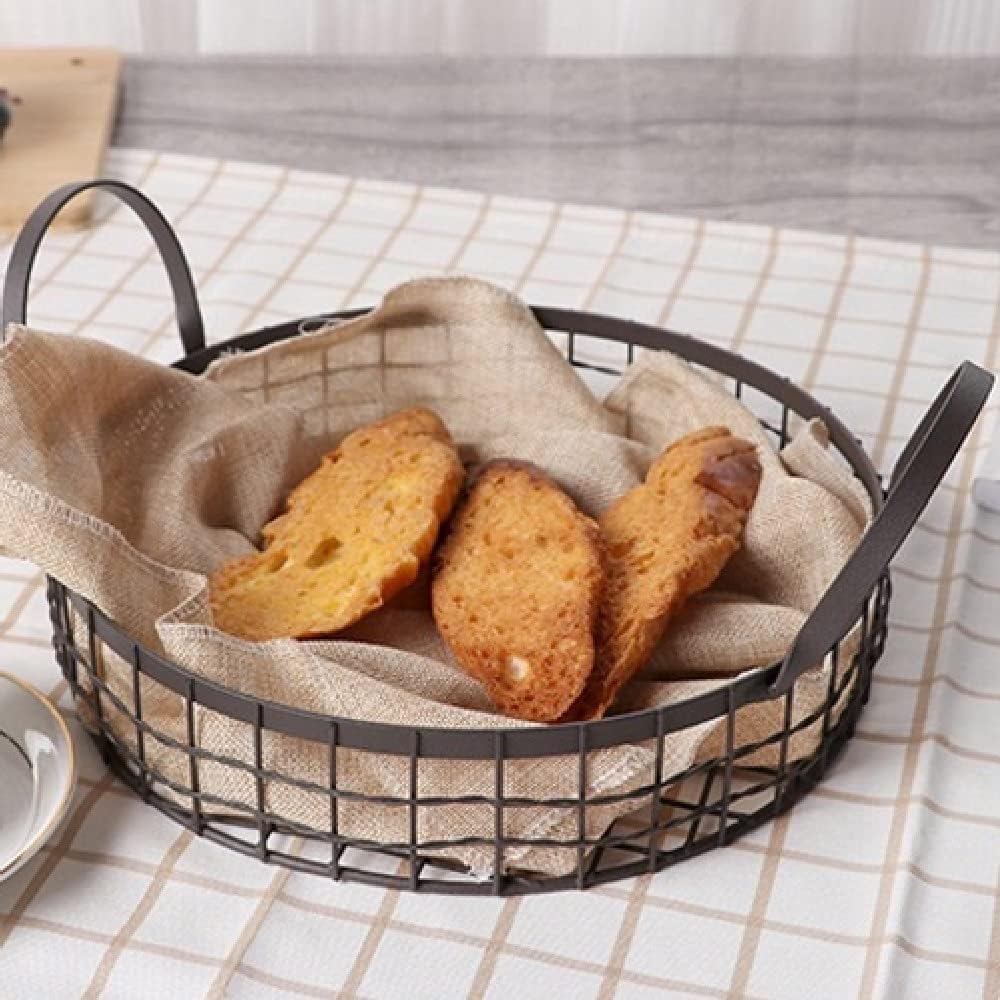 Wrought Iron Black Bread Basket Fruit Storage Basket Hollow Tabletop Storage Storage Basket