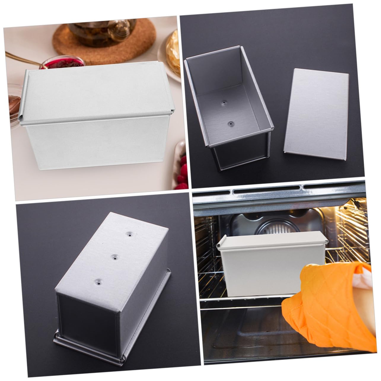 GLEAVI Molde Rectangular para Pan con Tapa Molde para Hornear Pan Antiadherente de Aluminio para Tostadas Bandeja para Horno Resistente y Segura para Uso Doméstico y Profesional