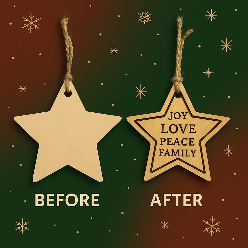 Holiday Woodburning Kit – Ornament Edition (Electric Woodburning Pen + 6 Birch Wood Blanks, Tips, Tracing & Practice Paper – DIY Christmas Ornaments for Kids & Adults – Pyrography Complete Starter Set