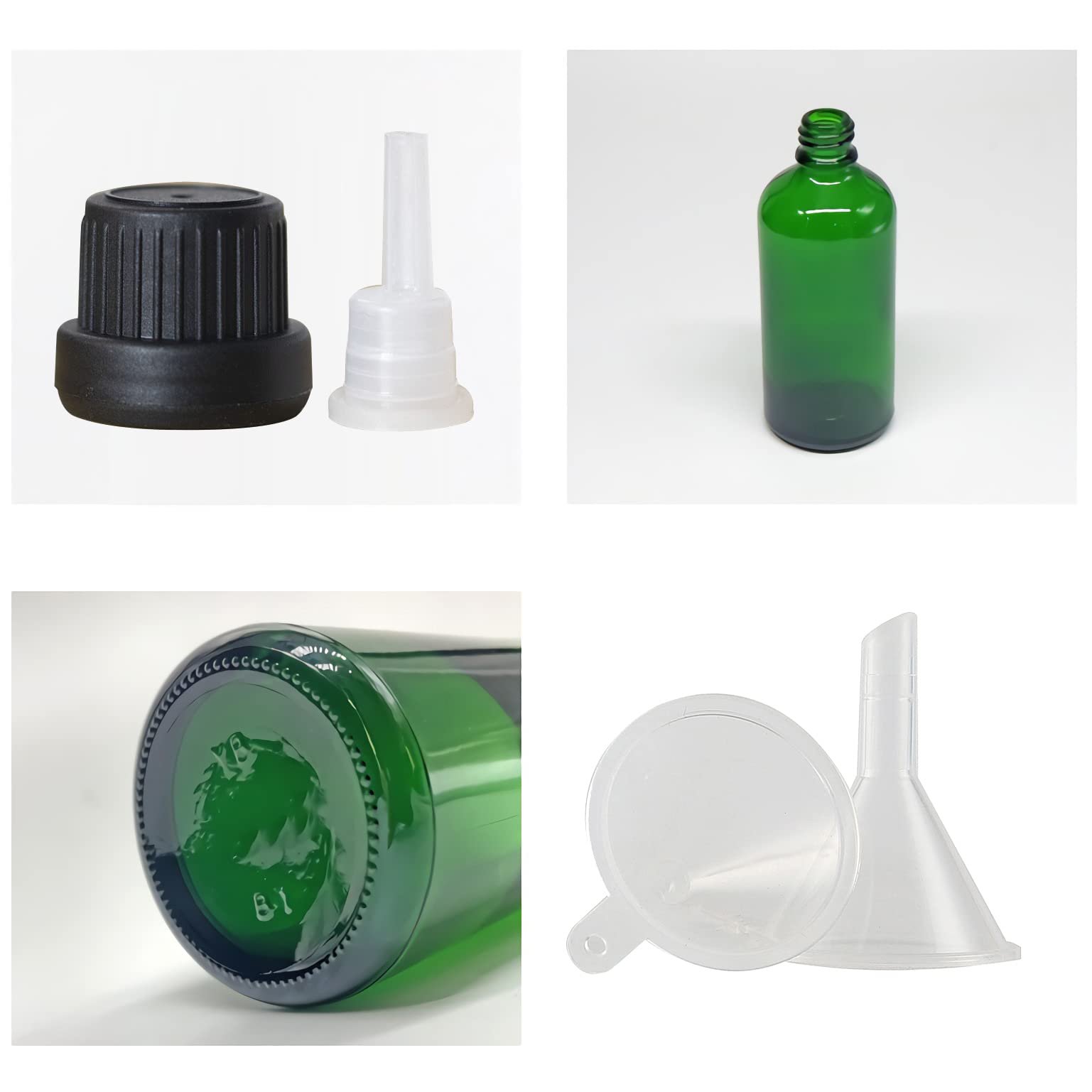 Bottigliette Oli Essenziali 50ml - 4 Pezzi Vetro Verde