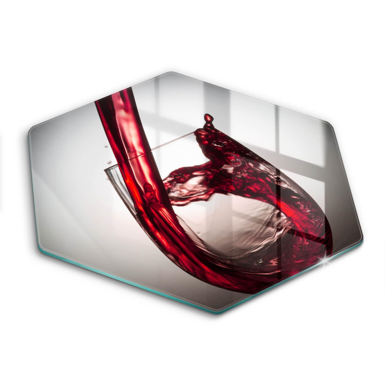 Planche à Découper Cuisson Résistant Verre 40cm Plat Service Hectagonale Vin Rouge