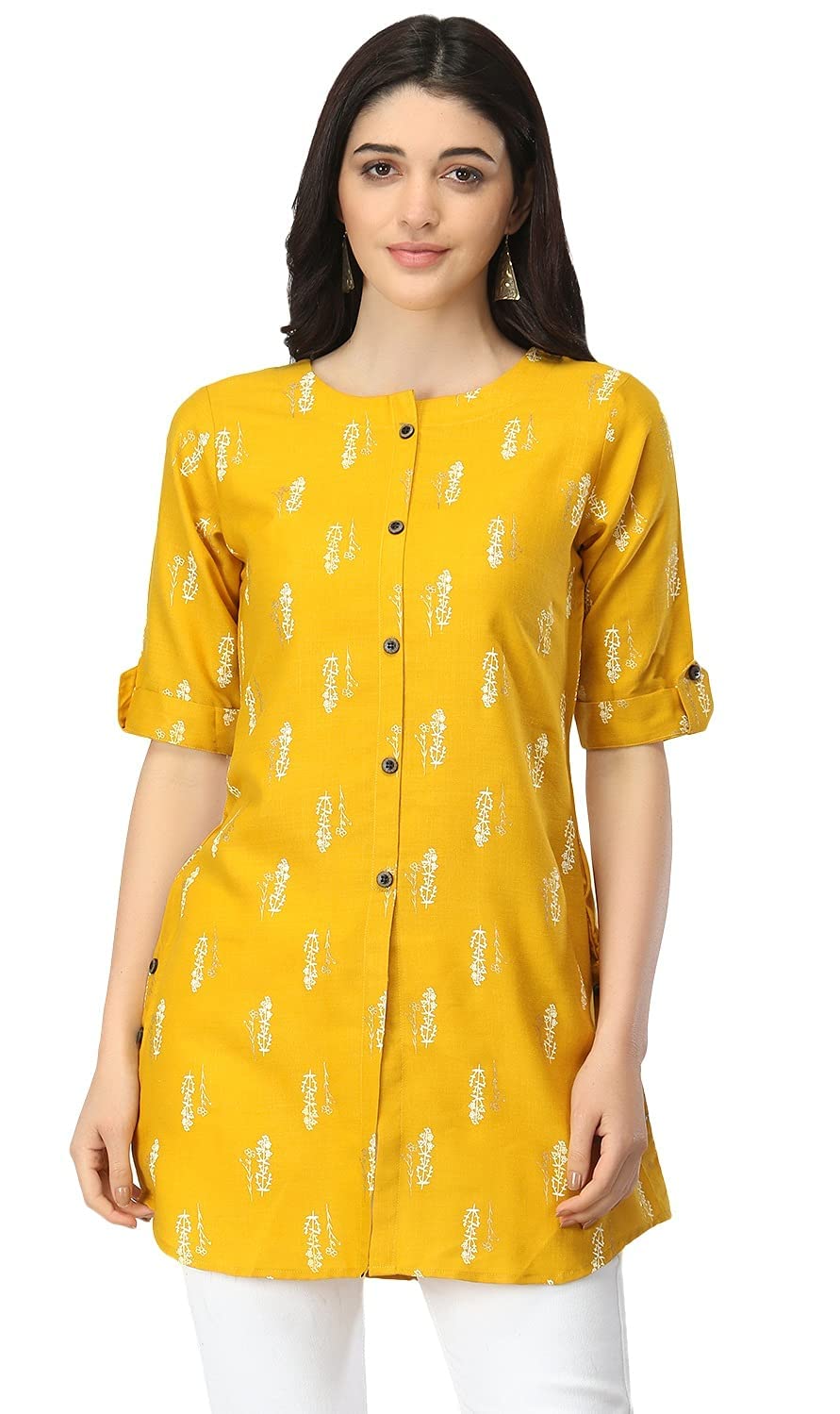 Leriya FashionRayon Fabric Printed Round Neck Short Kurtis for Women Top Dresses Kurti for Girls & Ladies Kurtis