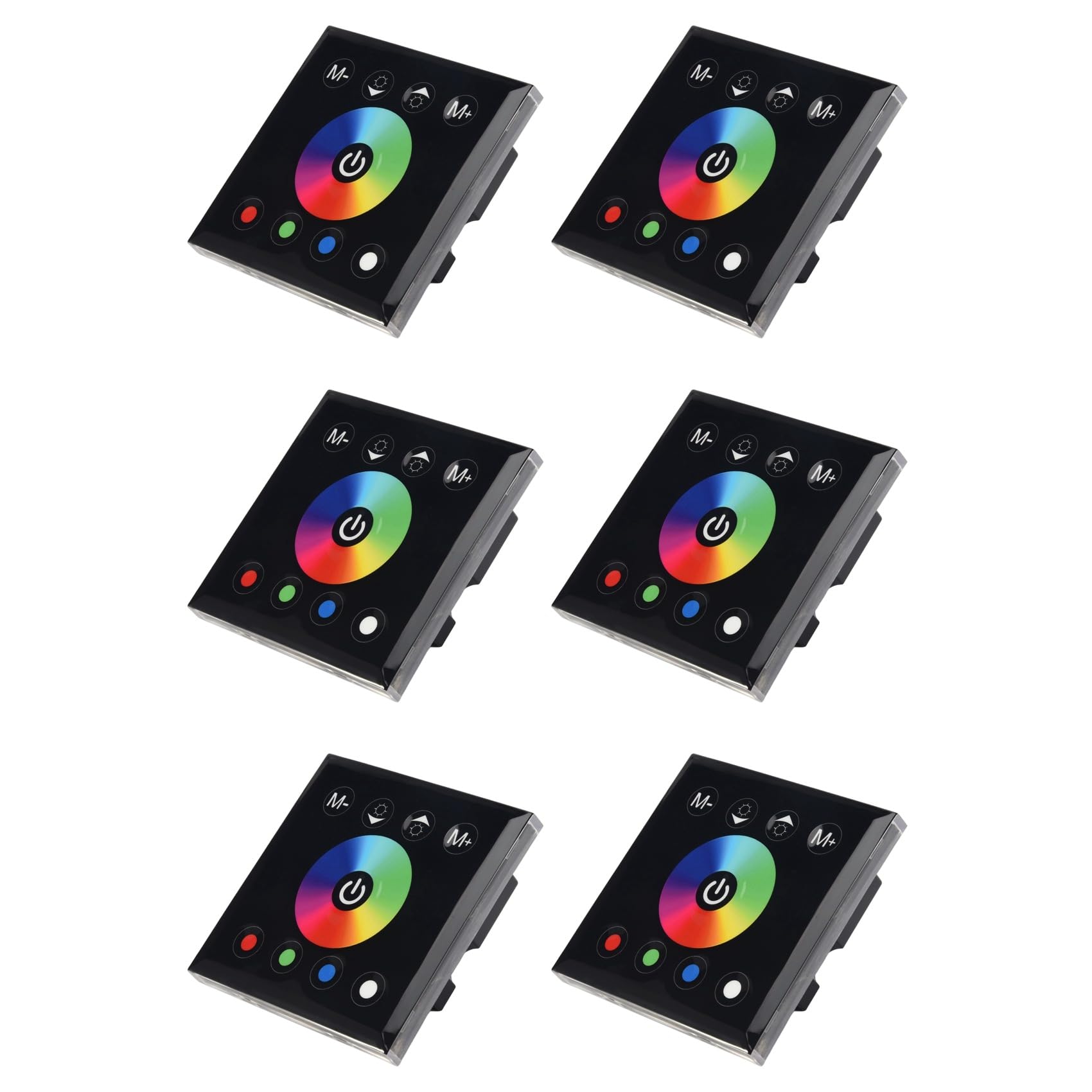 Jnchdghwa Black 6X Dc12v-24V Rgb/Rgbw Wall Mounted Touch Panel Controller Glass Panel Dimmer Switch Controller