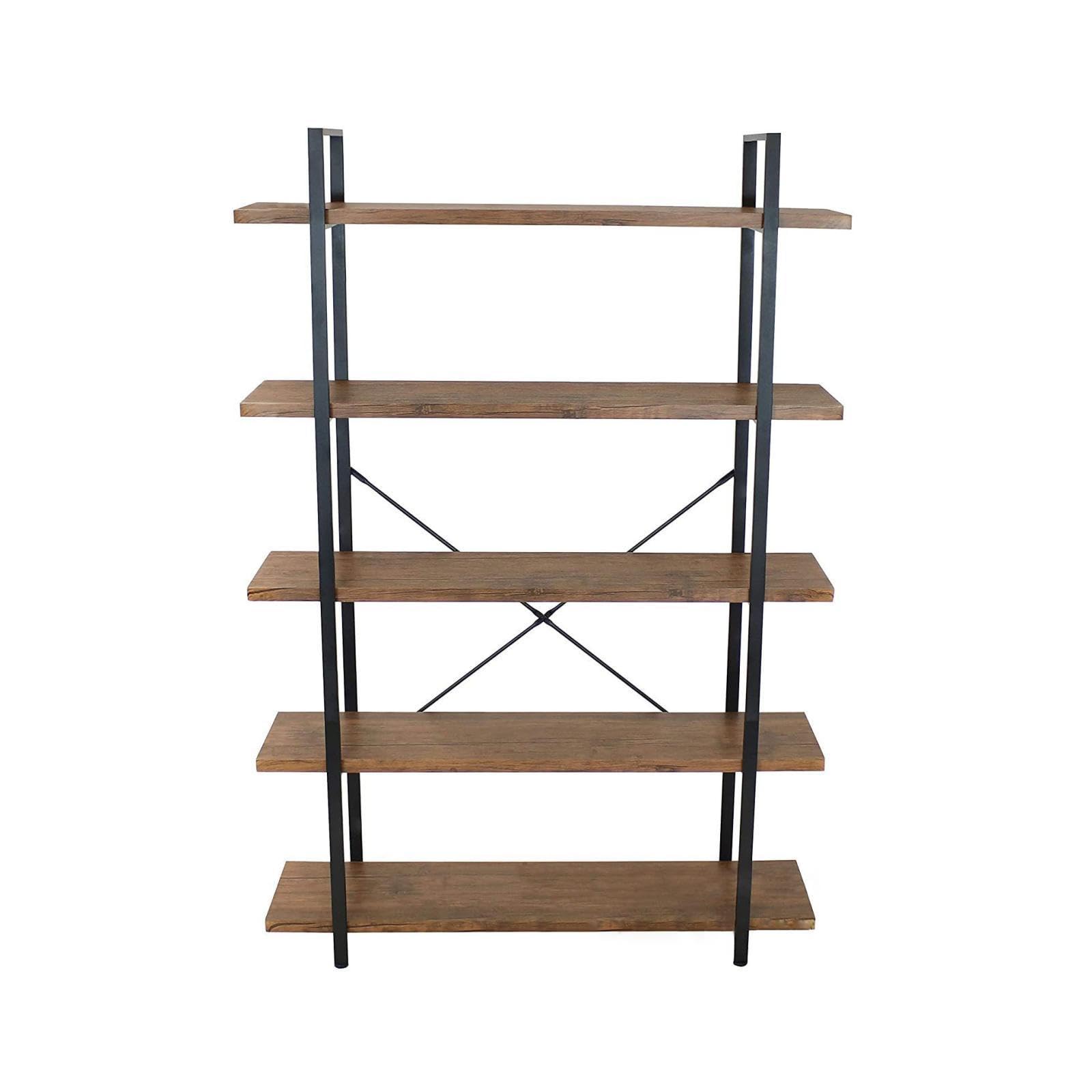 Scaffalature Alte a 5 Livelli, Scaffalature per Stoccaggio in Legno E Metallo, Scaffalature Multiuso dal Pavimento al Soffitto a più Livelli, Ampio Scaffale Espositivo Aperto