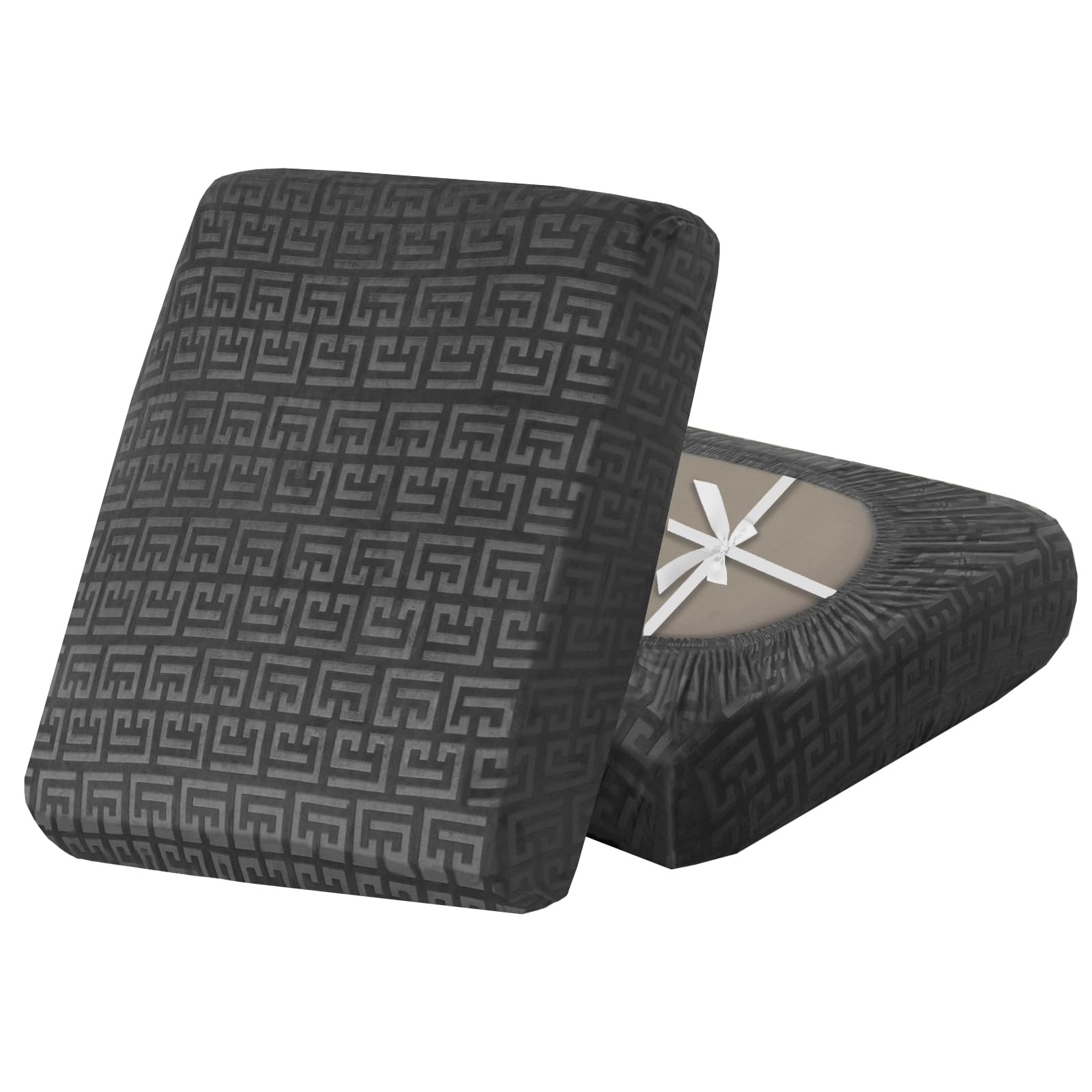 SYLC Stretch Sofa Cushion Covers Velvet Knurling, Non Slip Seat Covers for Sofas with Ties, Fitted Caravan Cushion Covers for Sofa/Settee/Couch/Motorhome (Grey,1pc 2-Seat) โ image 1
