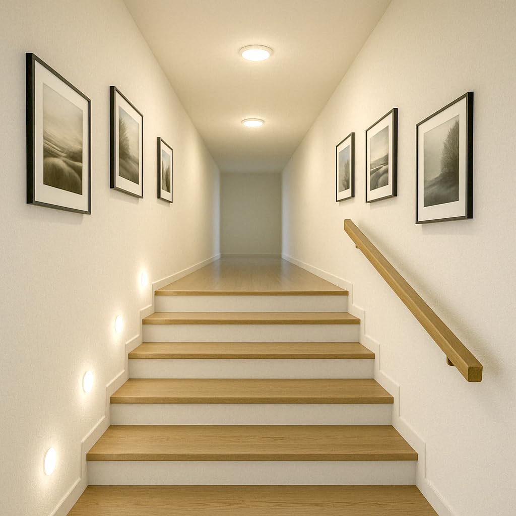 4er Set Superflache LED Boden Einbauspots Tom - 12V, Rund, Warmweiss, IP67, Trittfest & Begehbar, Lochausschnitt 46mm, inkl. LED Trafo - Kompakte Einbaustrahler für jeden Einsatzort geeignet.