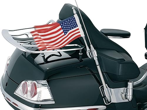 Kuryakyn 4233 Accesorio de motocicleta Montaje de bandera de antena con bandera estadounidense para motocicletas Honda Gold Wing GL1800 2001-17,