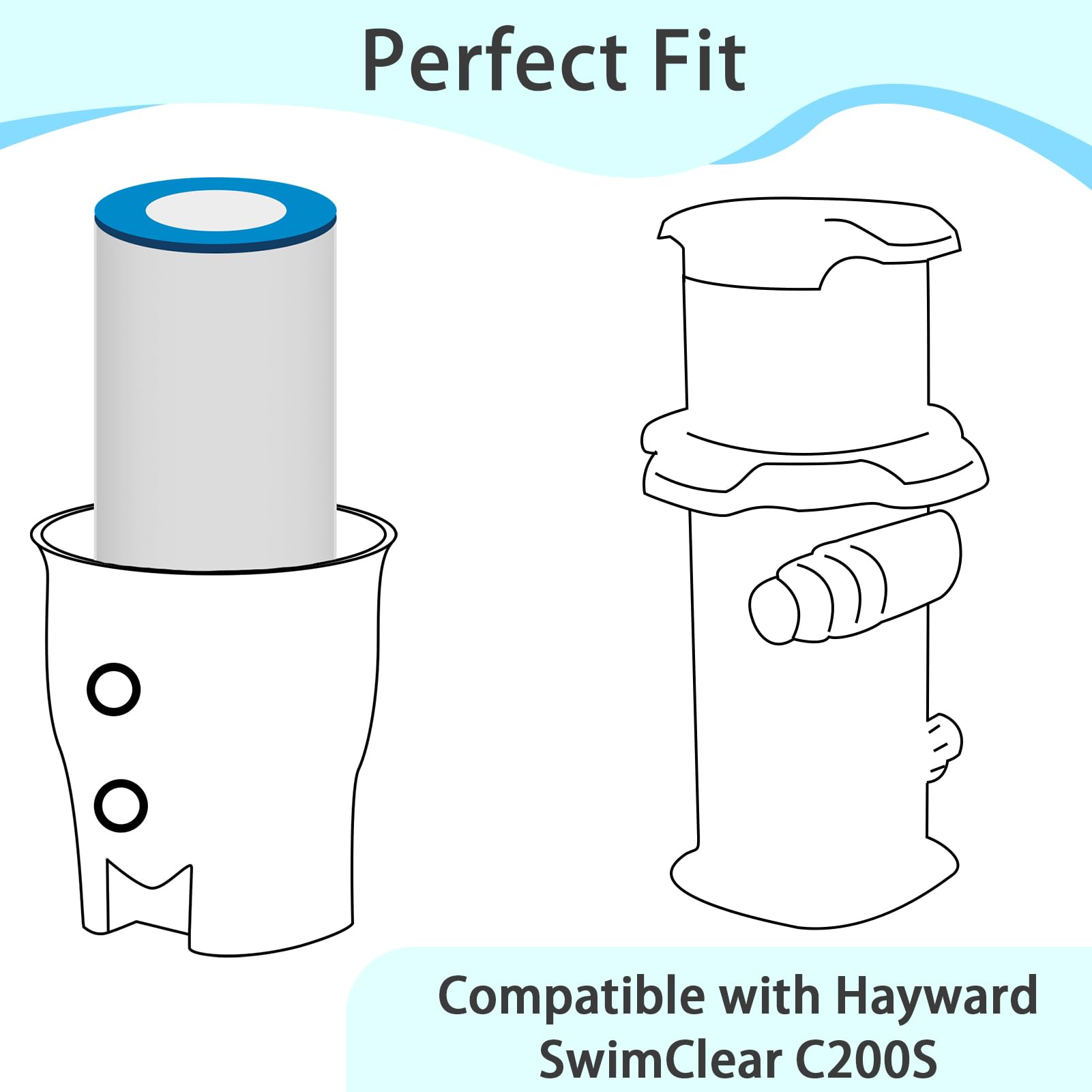 Future Way C200S Pool Filter Cartridge Replacement for Hayward C200S, Replace Hayward CX200XRE, Pleatco PA200S, 200 sq. ft