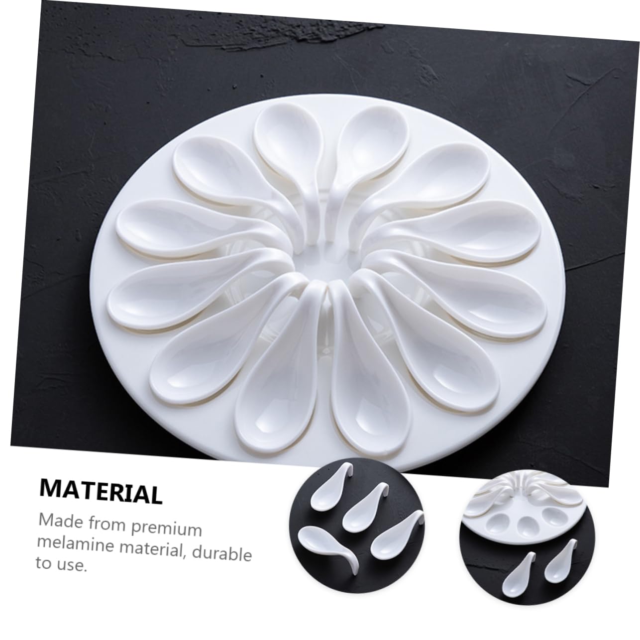 BRIGHTFUFU 1Set Shrimp Paste Plate with Spoons Cavity Storage Dish for Appetizers Caviar Meatballs Easy to Clean Dinnerware for Parties and Celebrations