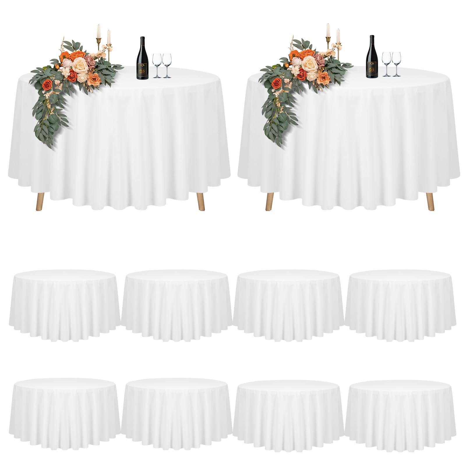 Teruntrue 10-Pack White Round Tablecloth