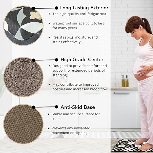 Miniatura 7 de Tapetes acolchados gruesos antifatiga para el suelo, tapete de cocina de espuma viscoelástica antideslizante  Base de PVC antideslizante para
