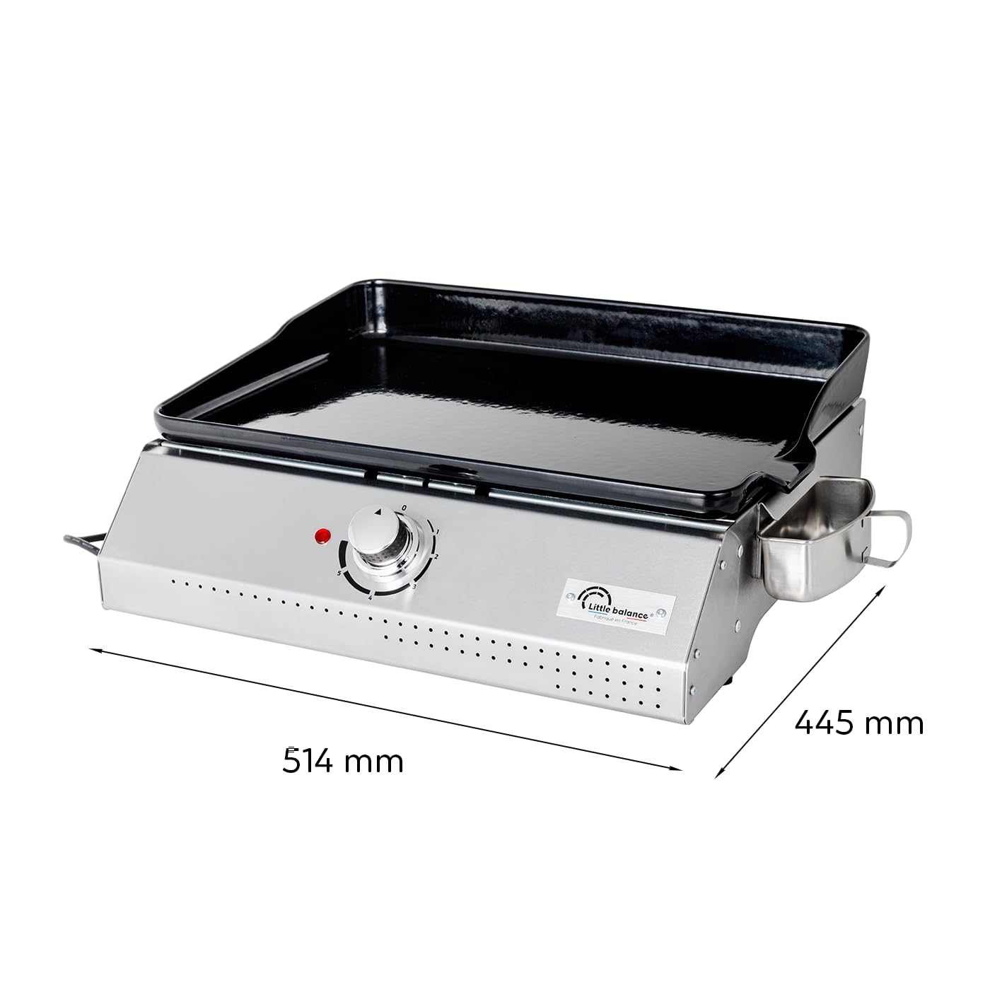 LITTLE BALANCE 8713 Biscarosse 50-35, Plancha électrique, Plaque de cuisson Fonte émaillée XL, 2150 W, Fabrication 100% française, Inox