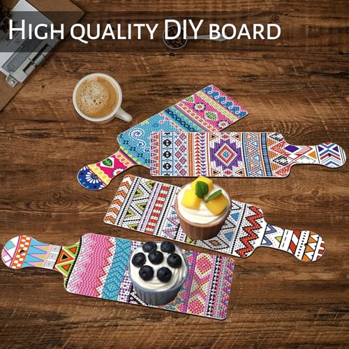 Image of AiYuanzsh 4 Pcs Diamond Painting Tray Set, DIY Crystal Rhinestone Diamond Art Plate Board for Adults, Sparkling Mosaic Craft Ornament for Dining Table, Kitchen and Home Decoration, New Year Gift Idea