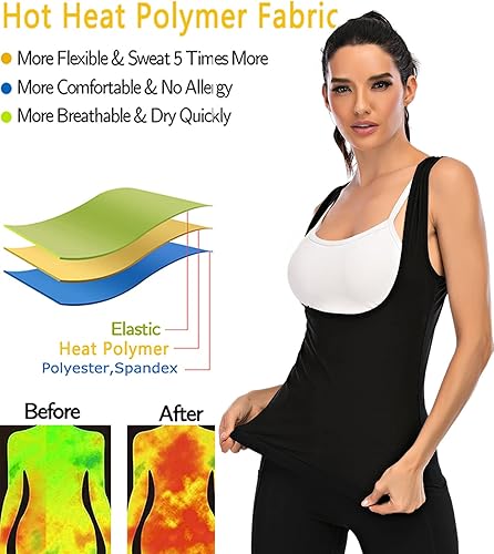 Miniatura 2 de OKHOTY Chaleco de sudor para mujer, chaleco de entrenamiento de cintura para mujer, traje de sauna, camiseta sin mangas, moldeador de cuerpo