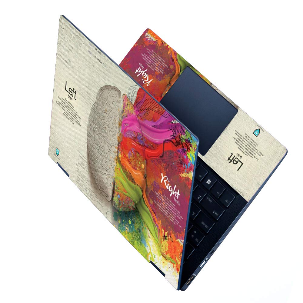 FineArts No Residue, Bubble Free Removable HD Quality LR Brain Printed Vinyl Full Panel Laptop Skins Sticker Upto 15.6 Inch Compatible For Dell, Lenovo, Acer, HP