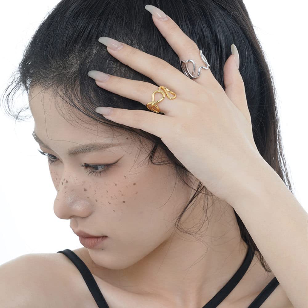 Anello In Argento Sterling 925,Anelli Regolabili Per Le Donne Linea Rotonda 925 Anelli Di Eternità Scavati Geometrici In Argento Sterling Anelli Di Fidanzamento Di Nozze Placcati In Oro Anelli Di P