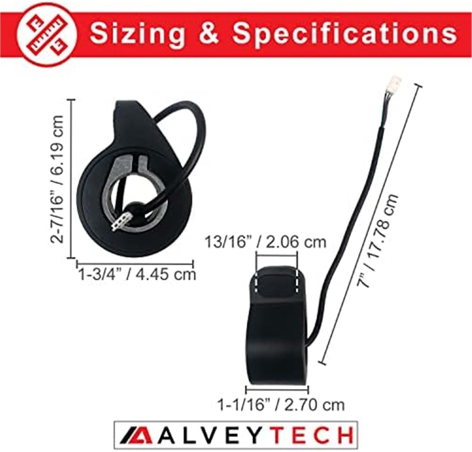 Acceleratore a pollice a 3 fili -, for monopattino elettrico Alpha e Journey, acceleratore di ricambio, for monopattini elettrici, controllo della velocità con le dita, connettore Molex femmin