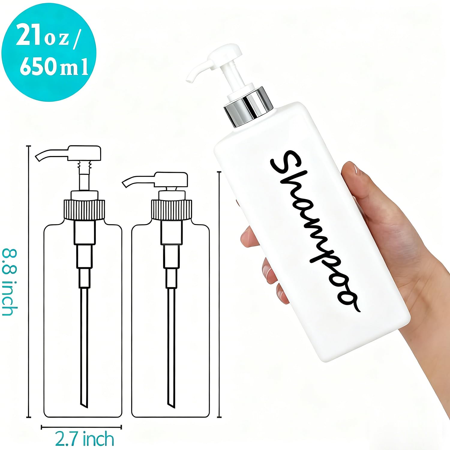 Dispenser Shampoo E Balsamo DIDROOM - Set Da 3 Bottiglie Vuote Con Pompa - Design Moderno Per Doccia - 3