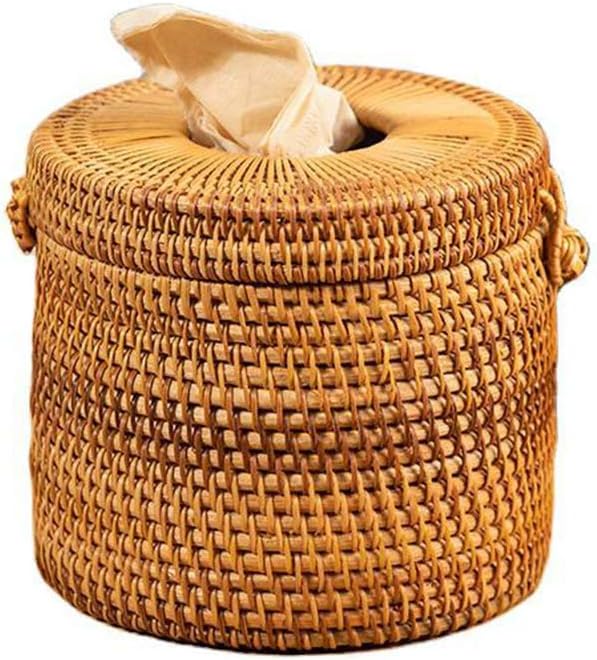 Jilin Round Rattan Tissue Box Vine Roll Holder Toilet Paper Cover Dispenser for Home