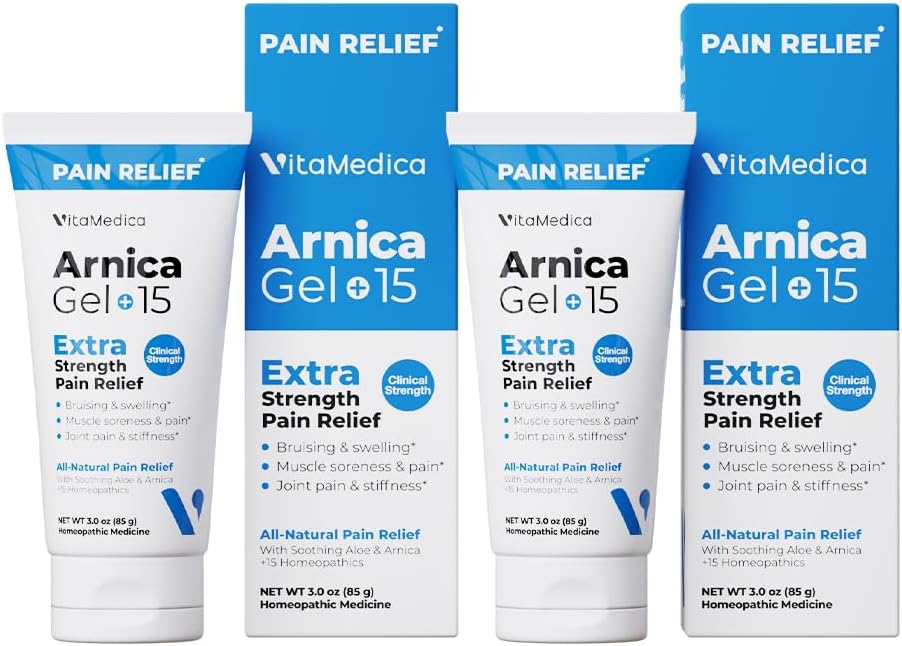 VitaMedica Arnica Gel Plus 15 Healing Plant Compounds, Extra Strength Formula for Bruising, All-Natural Plant-Based Topical Gel, 2-Pack