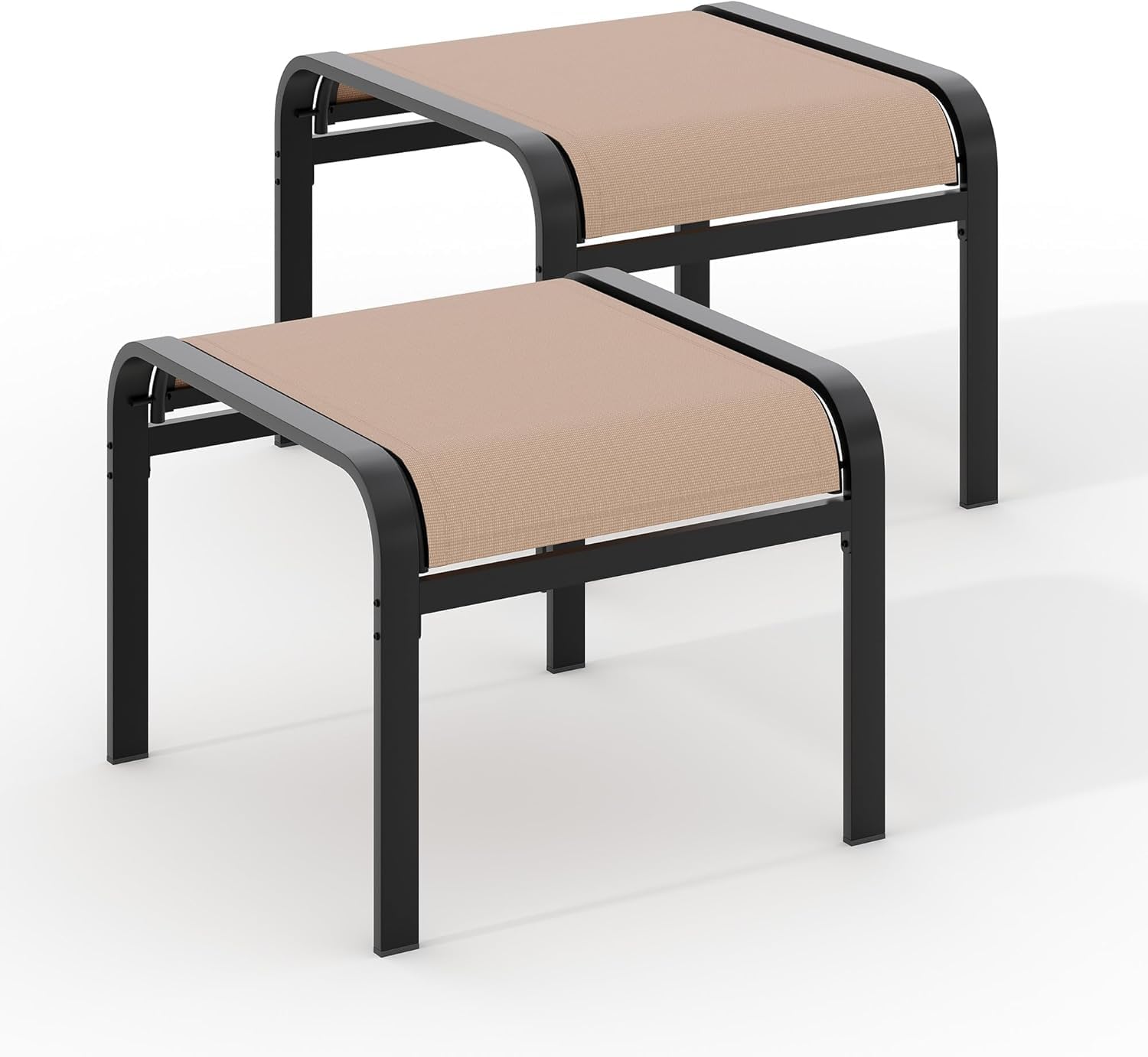 Garvee Lot de 2 Grand Pouf d’extérieur Impermeable Empilable, Textilène