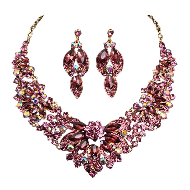 Gehney Joy Of Jewels Jn12 Jewelry Necklace And Earrings Set Gemstones Choker For Women And Girls (2 Piece Set 1 Earrings, 1 Necklace) (Pink) (B0CKC1NNTC) Amazon Price History, Amazon Price Tracker