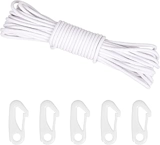 15M Flag Pole Rope 6mm ThickNylon Flag Rope Flagpole Rope Tree Swing Ropes Pole Flag Halyard Line White Flagline Halyard Double Braided with 5 Flag Pole Clip for flagpole sailboat garden camping