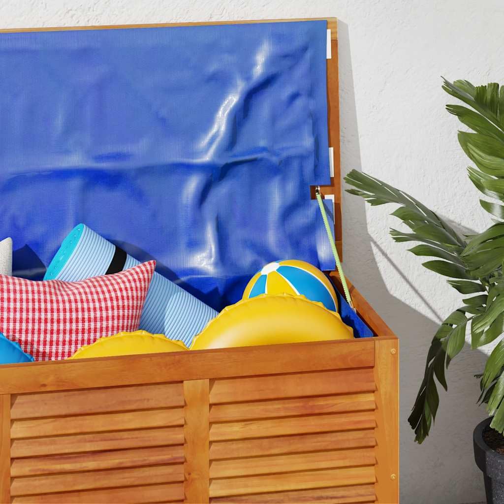 Cassapanca da giardino in legno di acacia, 113 x 50 x 56 cm | Tasca interna impermeabile, chiusura in , utilizzabile come tavolino d'appoggio, baule per esterni