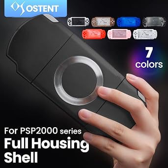 OSTENT Full Housing Shell Faceplate Case Parts Replacement Compatible with Sony PSP 2000 Console Black