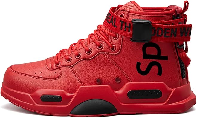 Ahico Mens High-Cut Sneakers, Thick Sole, Casual Athletic Shoes, Fashion, Comfortable, Skateboard Shoes with Laces and Zipper