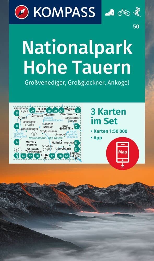 NP HoheTauern,Grossvened WK3S 50: Set van 3 wandelkaarten Schaal 1 : 50.000 (Kompass Wanderkarten)