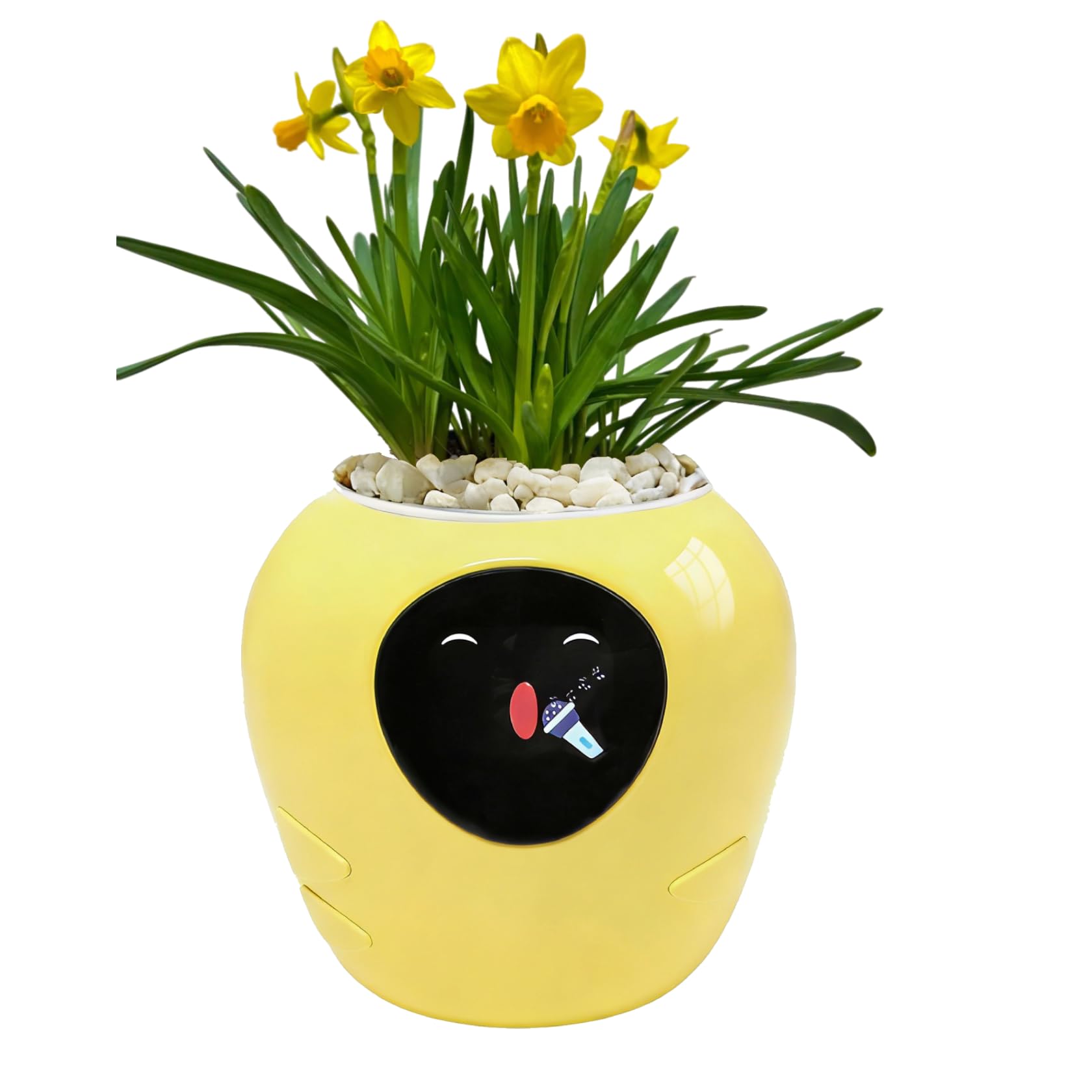 OUSEITECH Upgraded Large Smart Pet Flower Pot, Planting Assistant With Lively Expressions For Plants To Converse With You, Various plant care data, Moisture/Soil/Light/Temperature Monitoring