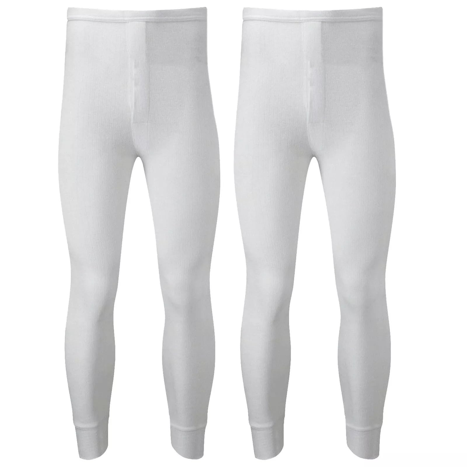 Le11 Unisex White Pack Of 2 Men's Thermal Trousers Long Johns Warm Underwear Baselayer, S M L Xl Xxl Thermals (M, )