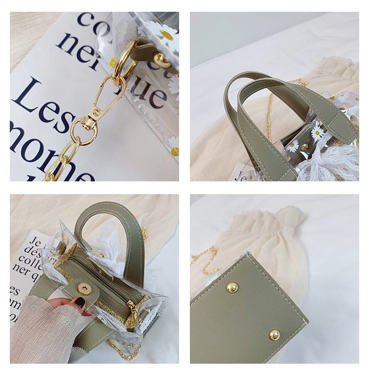 Borsa da spiaggia in paglia Borse impermeabili a prova di sabbia per le donne Borsa tote tessuta estiva Borsa in rattan trasparente Hobo Bohemian