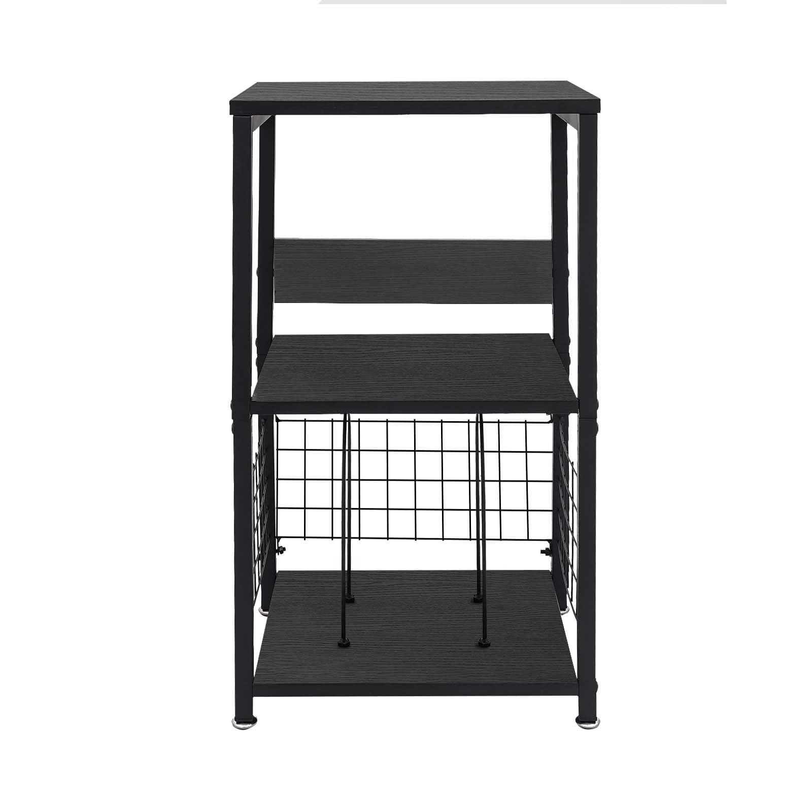 Treeisland Supporto per giradischi a 3 ripiani, per riporre dischi in vinile, fino a 45,4 kg, tavolo per soggiorno, camera da letto, nero