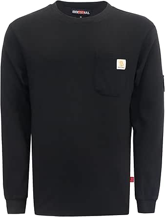 BOCOMAL Men's Flame Resistant Long Sleeve Henley Shirt, NFPA2112/CAT2 Rated, 7oz Fire Retardant