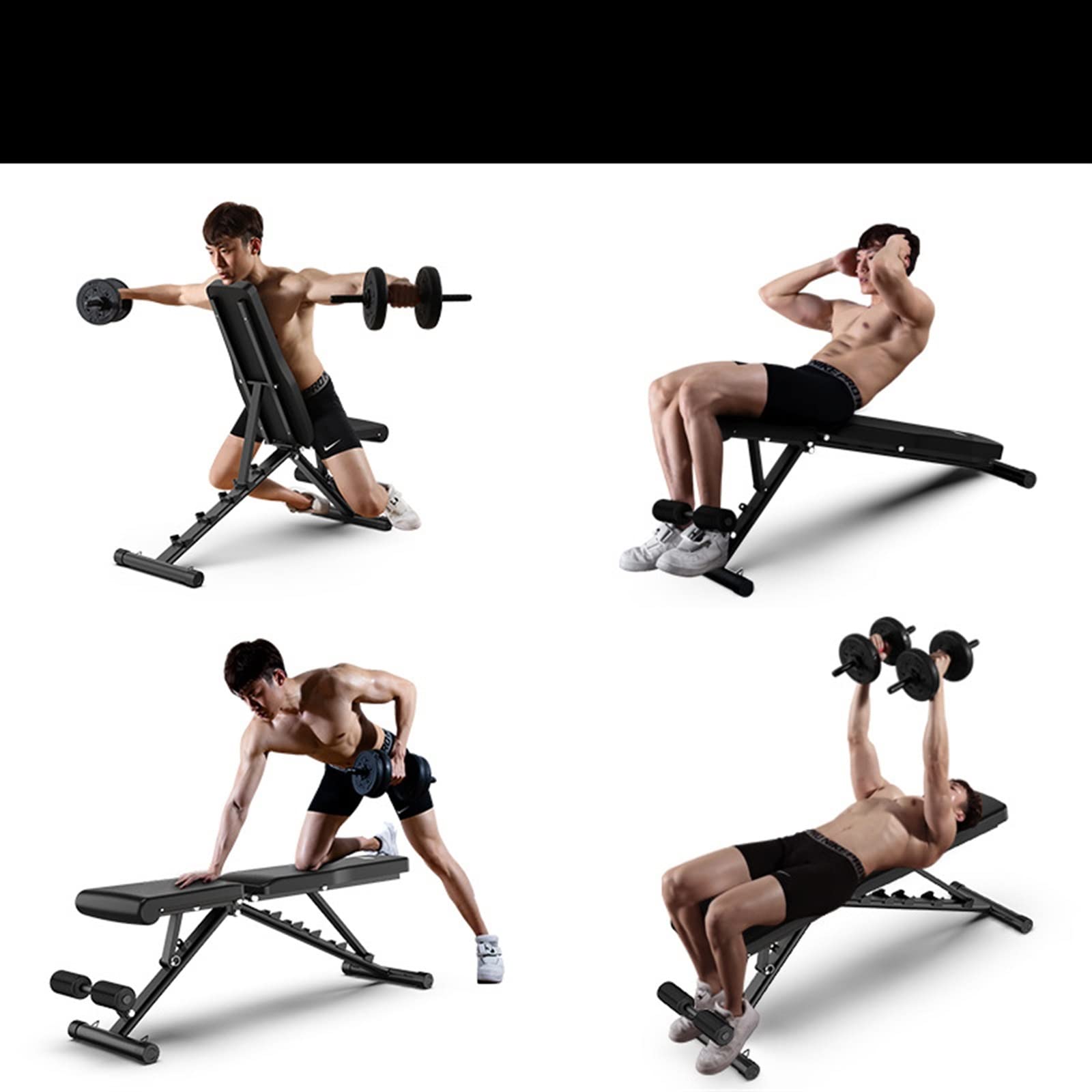 MaGiLL Panche Addominali, Panca con manubri Pieghevole Multifunzionale per Panca per Allenamento Fitness Addominale, Attrezzatura per Esercizi, Panca per Pesi (Nero)