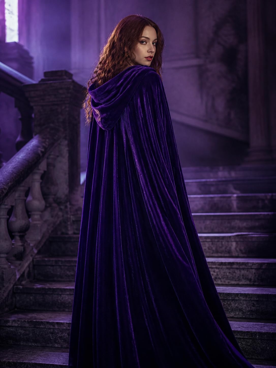 HOMELEX Adult Velvet Hooded Cloak Cape for Halloween