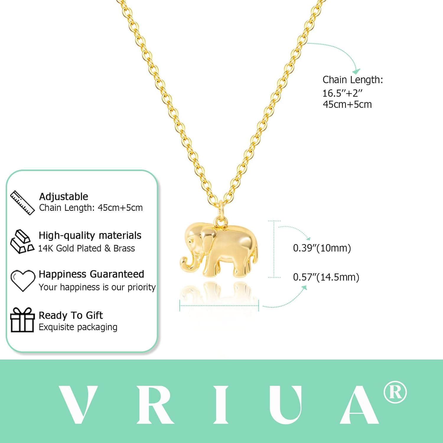 VRIUA Gold Necklace for Women – 14K Gold Plated Fish, Bee, Turtle, Cat, Sea Turtle, Snake, Dragon, Dragonfly, Elephant, Horse, Conch and Seahorse Pendant Necklace Trendy Jewelry - Image 4