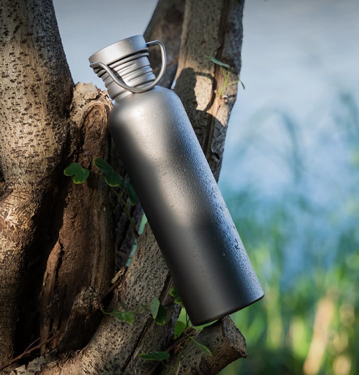 27.05oz Titanium Water Bottle with Lid, Wide Mouth Leakproof &Reusable,Lightweight Sports Drinking Bottle for Camping Hiking Running, Outdoor and Daily Hydration - Image 5