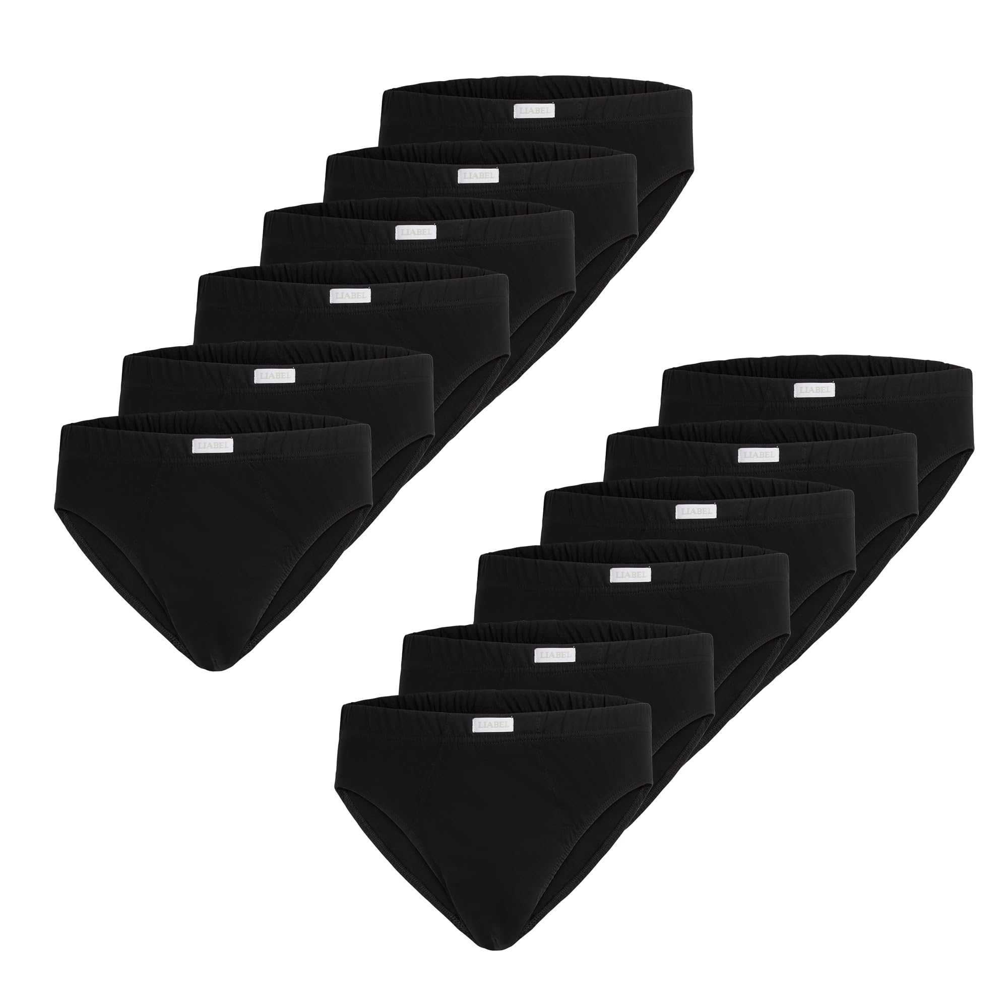 LIABEL Slip Uomo in Cotone Elasticizzati (Pacco da 6 e da 12 Paia), Traspiranti, Ipoallergenico Cuciture Rinforzate Underwear – Mutande Intimo Confortevole Certificato Oeko-Tex
