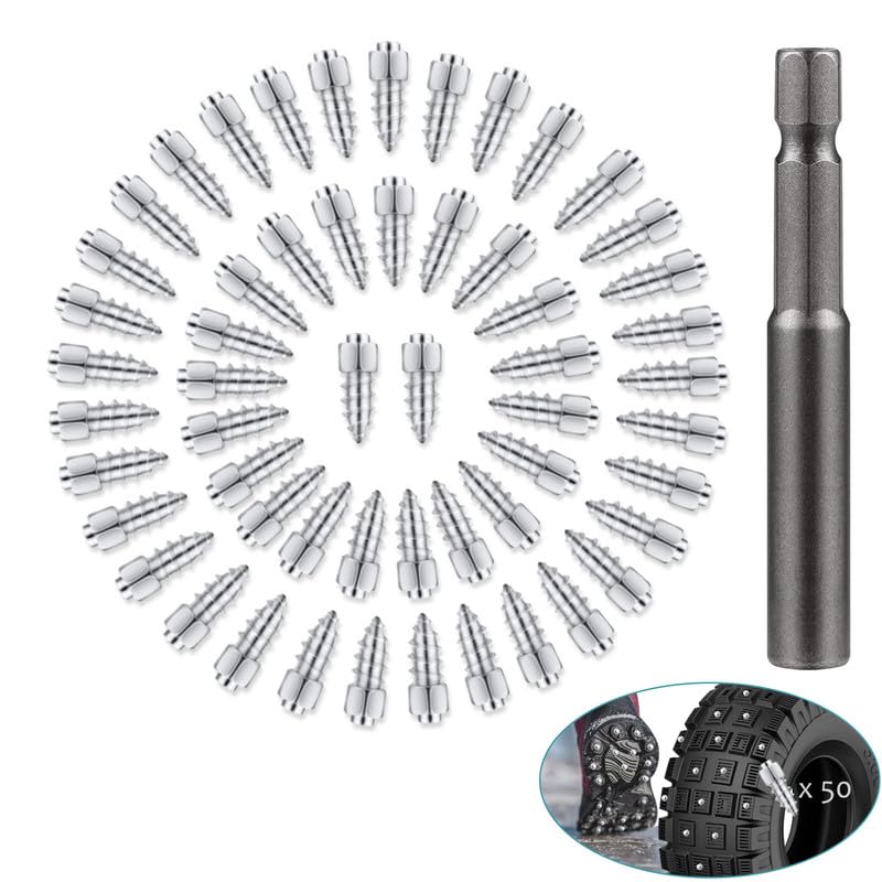 Image of 50 Pcs Tire Studs, 4x12 mm Wheel Tyre Snow Studs with Tool, Snow Tire Spikes Screw in Tire Studs for Car Shoes Truck Snowmobile Bicycle Off Road Vehicle ATV Anti-Slip /Anti-ice Accessories