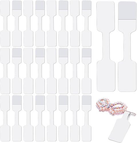 200pcs Blank Jewelry Price Tags Stickers, Bracelet Tags Jewelry Tags for Pricing, White Jewelry Price Label Small Self Adhesive Kraft Blank Label, Barbell Label for Necklace Earring Rings Price Tags
