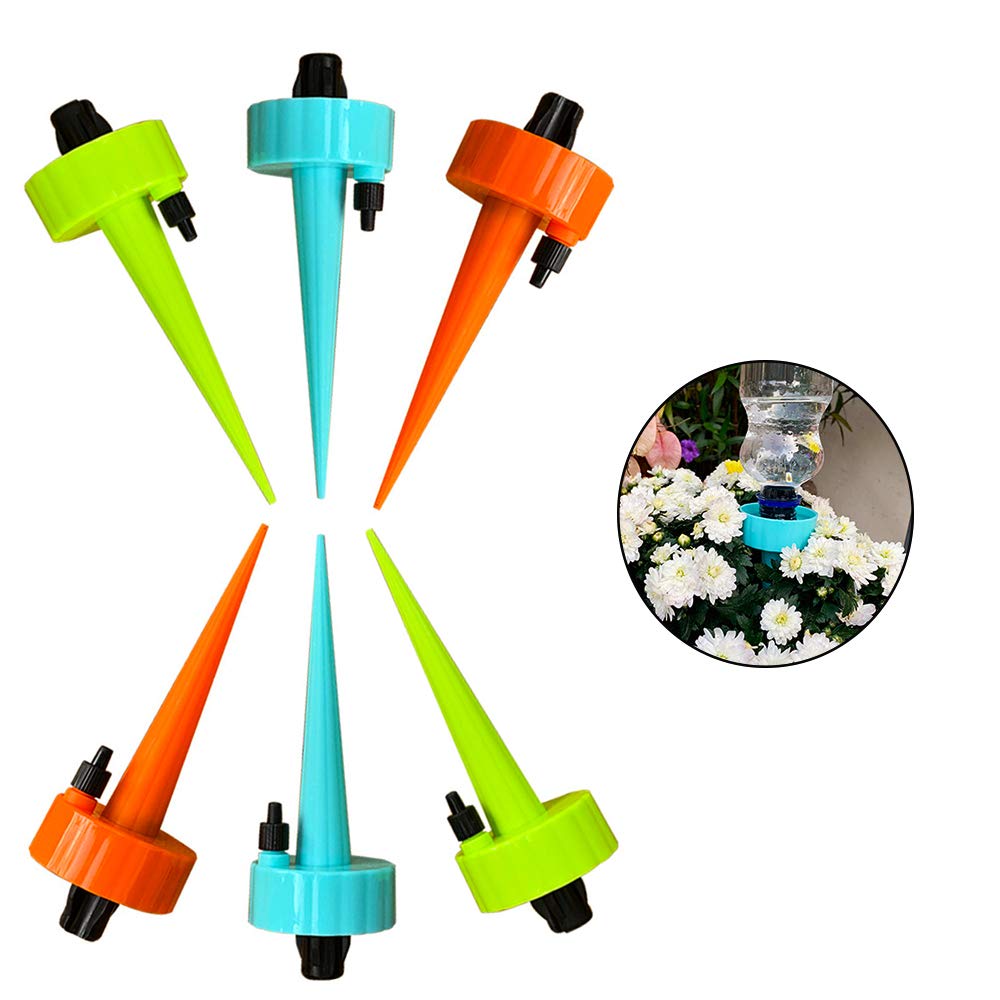 Plant Self Watering Spike Devices 6PCS Automatic Plant Waterer, Adjustable Vacation Plant Watering System with Slow Release Control Valve Switch, for Outdoor Indoor Plant Tree, Suitable for 90% Bottle