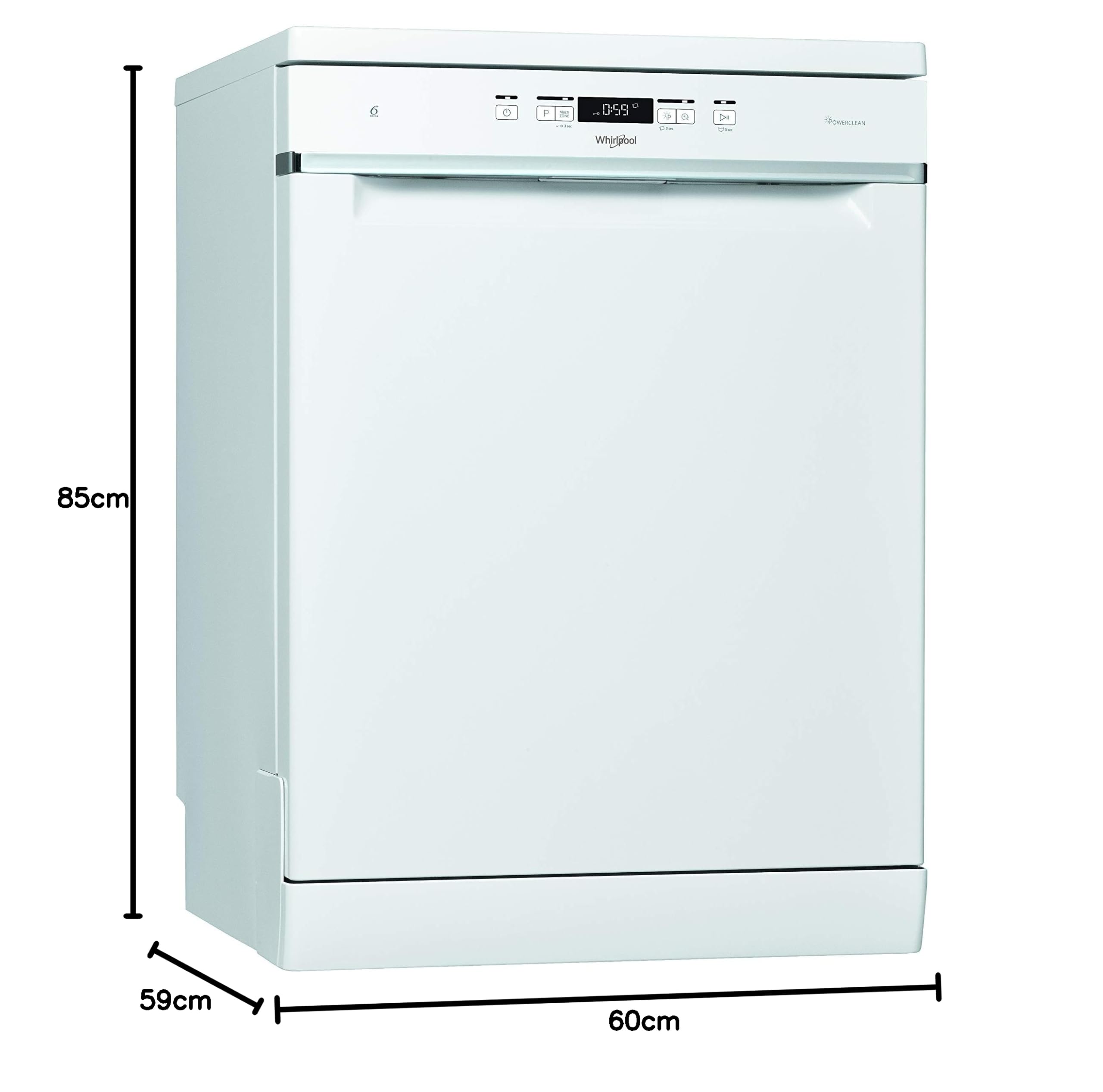 Whirlpool - Lavavajillas WFC 3C34 P 60 cm blanco, tecnología power clean, 44dBA, 14 cubiertos, eficiencia NEL D