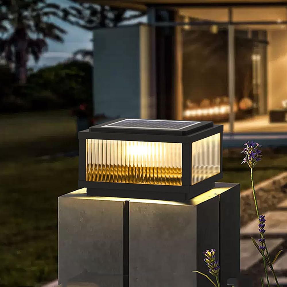 Globe Outdoor Waterproof Fence Wall Pillar Lamps Exterior Rainproof Glass Ball Porch Column Post Lights Aluminum Landscape Courtyard Street Deck Bollard Light Pedestal (40x18cm)