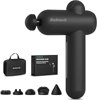 Nekteck Massage Gun Deep Tissue: 12mm Amplitude, 30 Speeds, 5 Heads, Quiet USB-C Rechargeable - Full-Body Pain Relief Massager